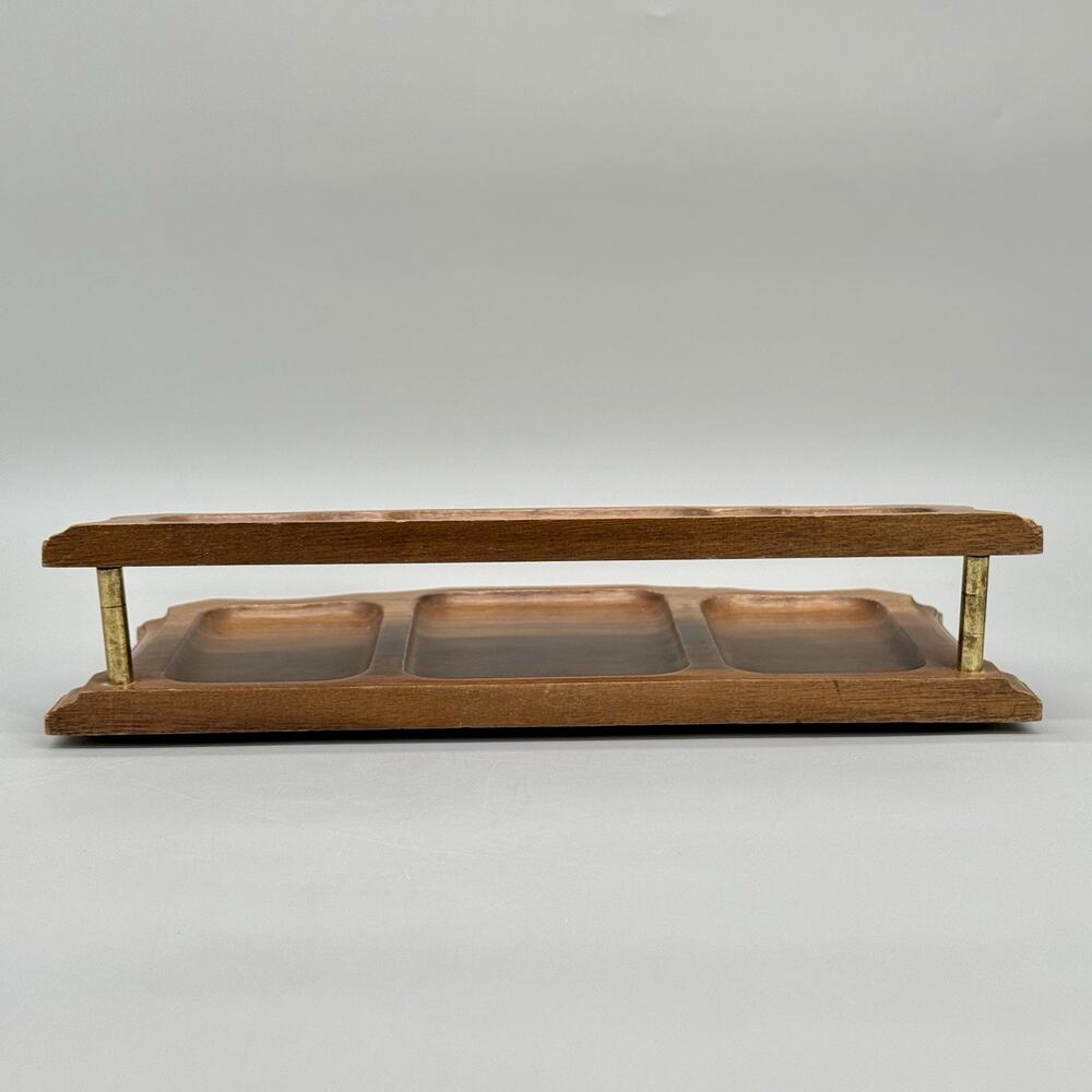 Vintage Wooden Dresser Desk Top Organizer 2 Tier Valet Mid Century 12 x 5.75 x 3 - Picture 6 of 9